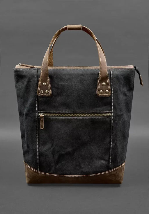Canvas and Genuine Leather Backpack-Bag – Stylish and Durable Design