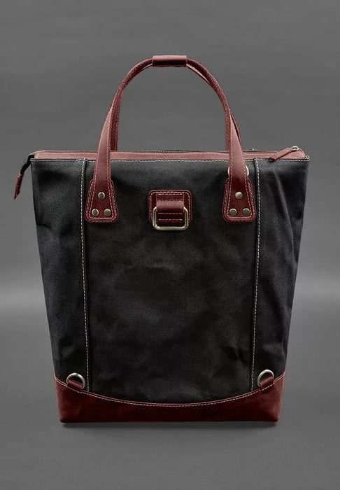 Canvas and Genuine Leather Backpack-Bag – Stylish and Durable Design