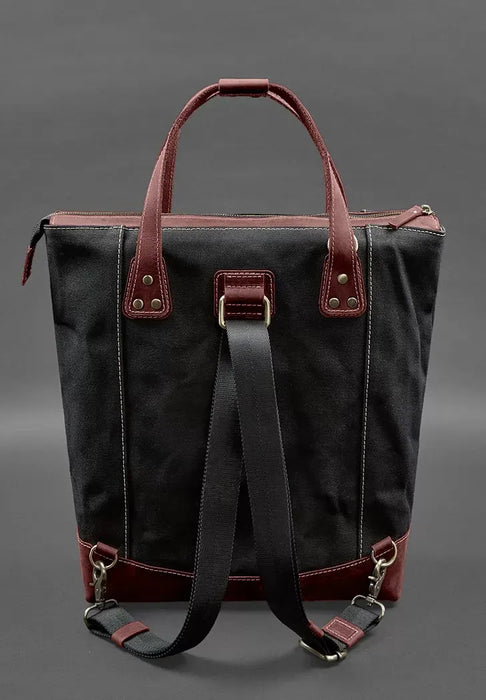 Canvas and Genuine Leather Backpack-Bag – Stylish and Durable Design