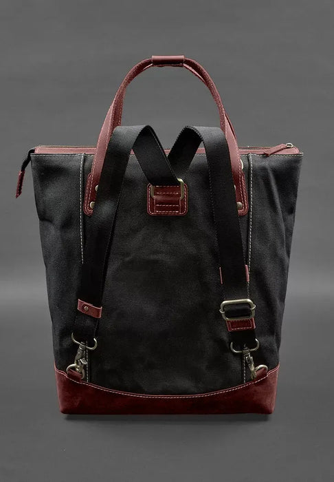 Canvas and Genuine Leather Backpack-Bag – Stylish and Durable Design