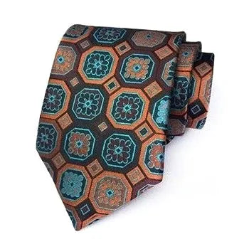Silk Necktie for Men - Classy Bronze Ice Squared Design