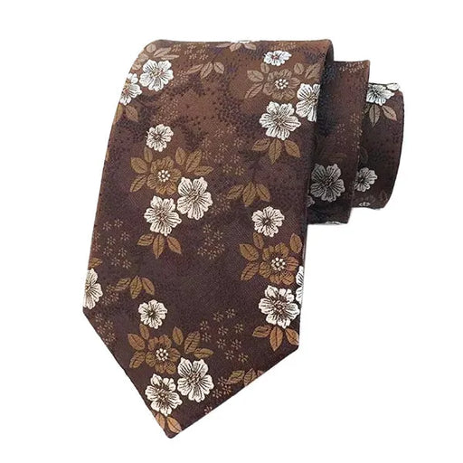 Brown Floral Silk Tie for Men - Elegant Accessory for Special Occasions