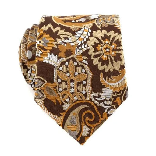 Brown and Orange Floral Silk Tie for Classy Men
