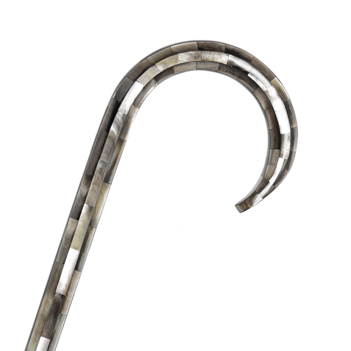 Brown Umbrella with Flowered Interior and Handle in Mother of Pearl