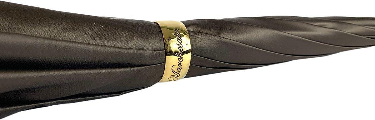 Brown Umbrella With Rhombus Pattern Interior