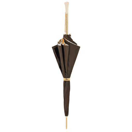 Brown Vintage Print Umbrella with Crystal Handle