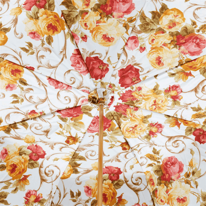 Brown Vintage Print Umbrella with Crystal Handle