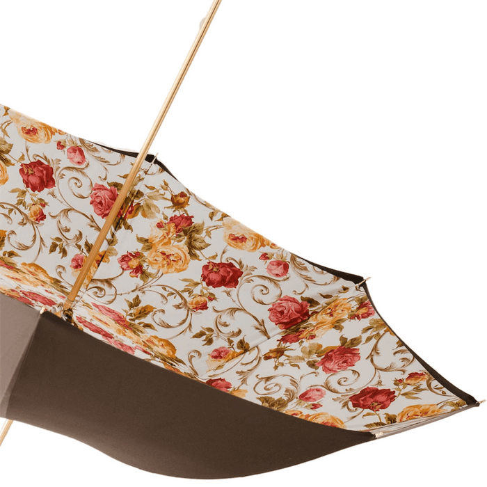 Brown Vintage Print Umbrella with Crystal Handle