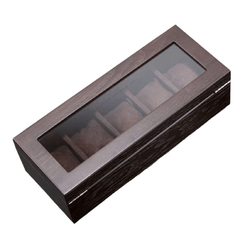 Luxury Design Brown Wood Watch Box with 5 Slots
