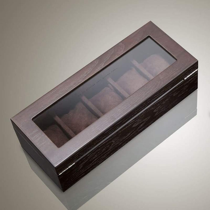 Luxury Design Brown Wood Watch Box with 5 Slots