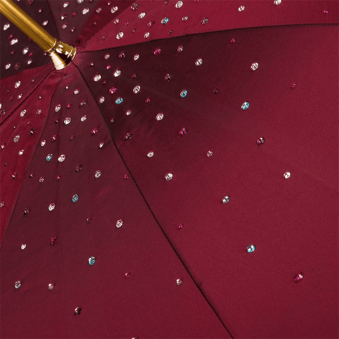 Burgundy Crystal Umbrella Unique Gold Brass Handle