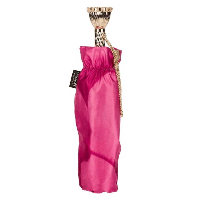 Pink Dahlia Golden Brass Chic Folding Umbrella