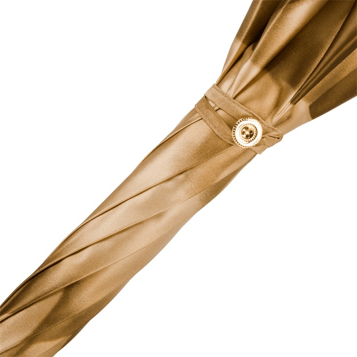 Luxury Beige Dahlia Umbrella with Jeweled Brass Handle for Women