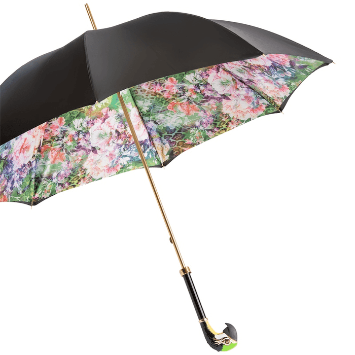 Parrot Black Print Designer Umbrella for Women