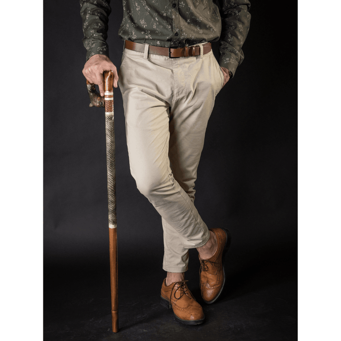 Unusual Wolf Walking Cane Hand Carved - Handmade