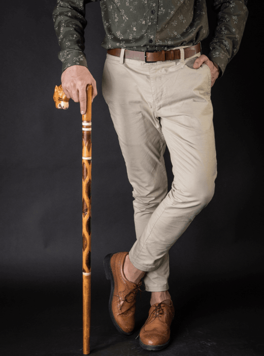 Tiger Walking Stick, Walking Cane Hand Carved - Handmade