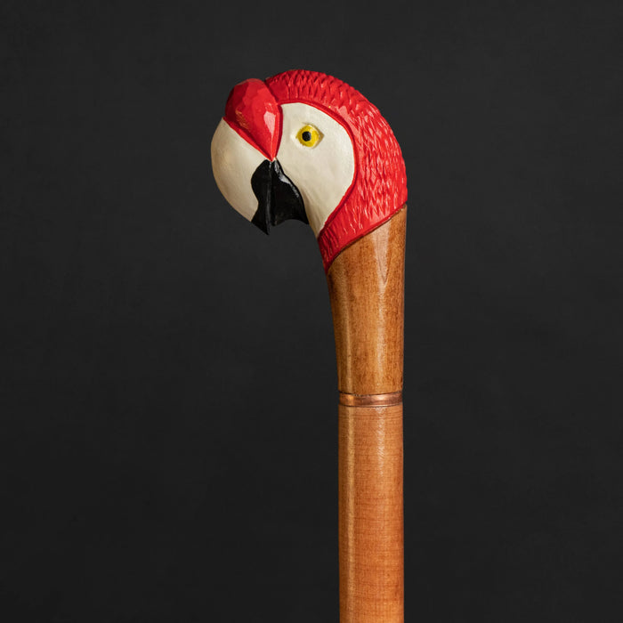 Artisan Walking Cane with Hand-Carved Parrot Handle – Masterpiece