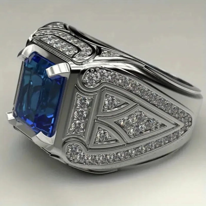 Luxury Retro Ring with Synthetic Sapphire – Stylish Accessory