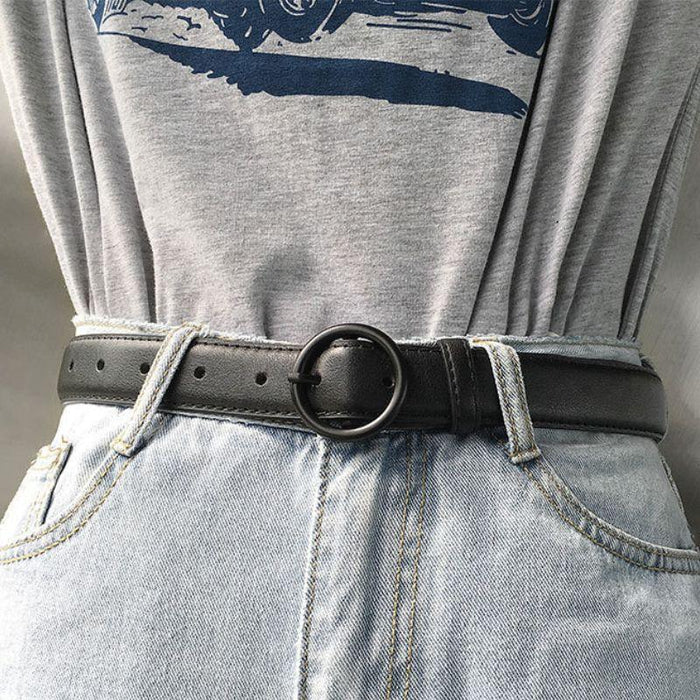 Classic Belt for Women with a Round Buckle, Available in Plus Size