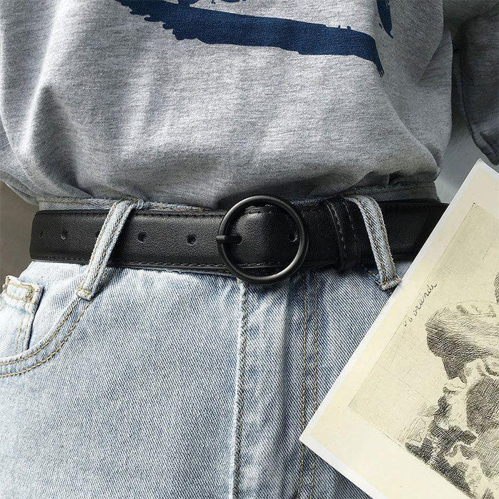 Classic Belt for Women with a Round Buckle, Available in Plus Size