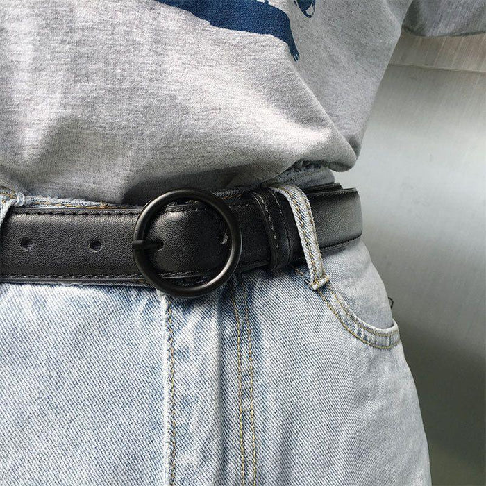 Classic Belt for Women with a Round Buckle, Available in Plus Size