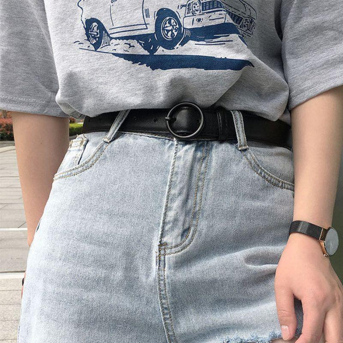 Classic Belt for Women with a Round Buckle, Available in Plus Size