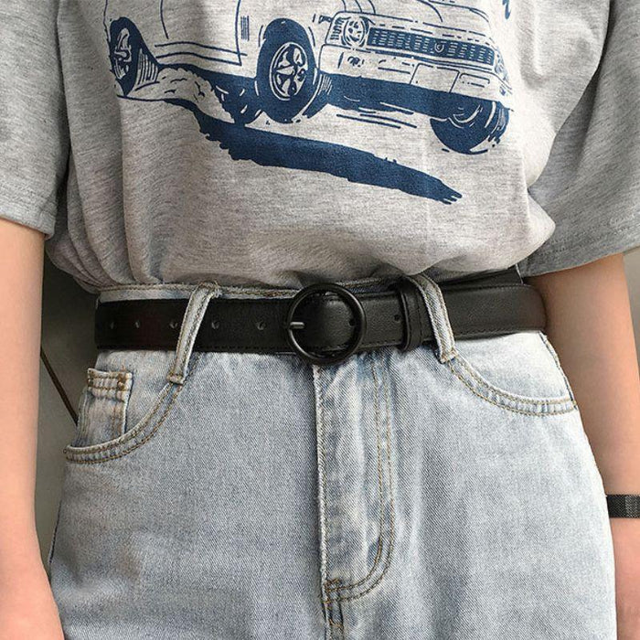 Classic Belt for Women with a Round Buckle, Available in Plus Size