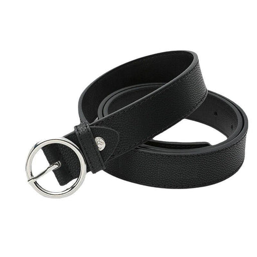 Classic Leather Belt for Women with Round Buckle, Available in Plus Size