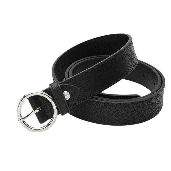 Classic Leather Belt for Women with Round Buckle, Available in Plus Size