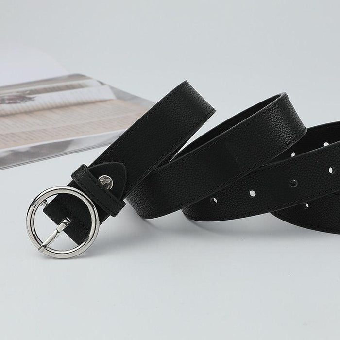 Classic Leather Belt for Women with Round Buckle, Available in Plus Size