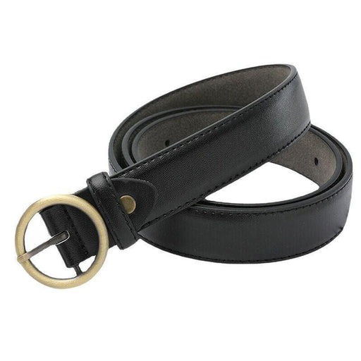 Classic Belt for Women with a Gold Round Buckle, Available in Plus Size