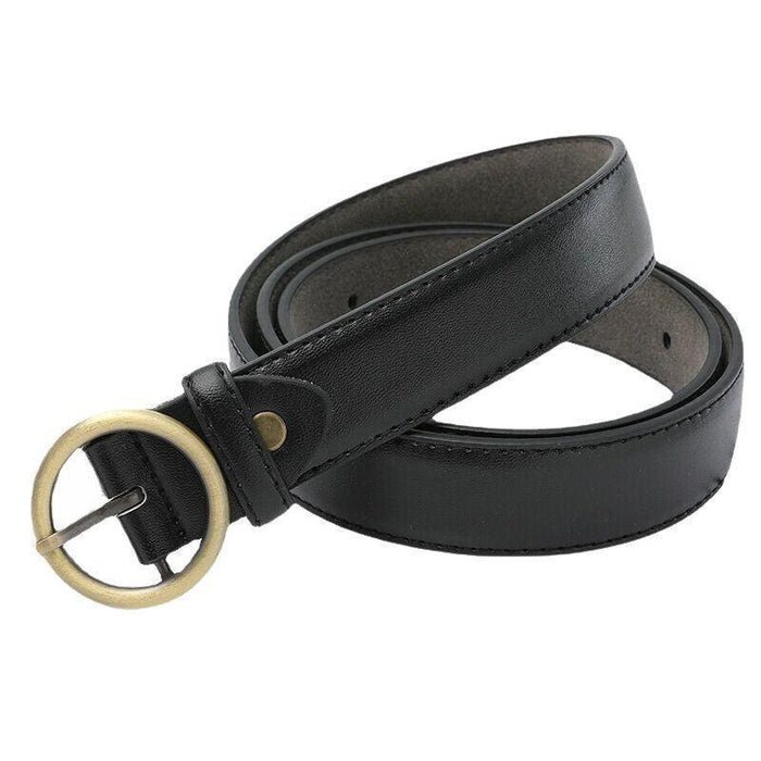 Classic Belt for Women with a Gold Round Buckle, Available in Plus Size