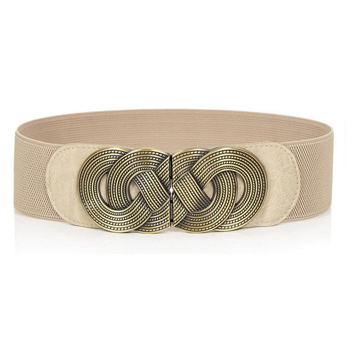 Vintage Buckle High-Waisted Elastic Belt for Dress