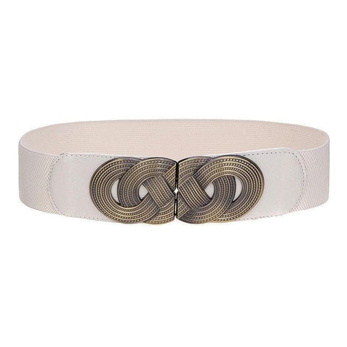 Vintage Buckle High-Waisted Elastic Belt for Dress