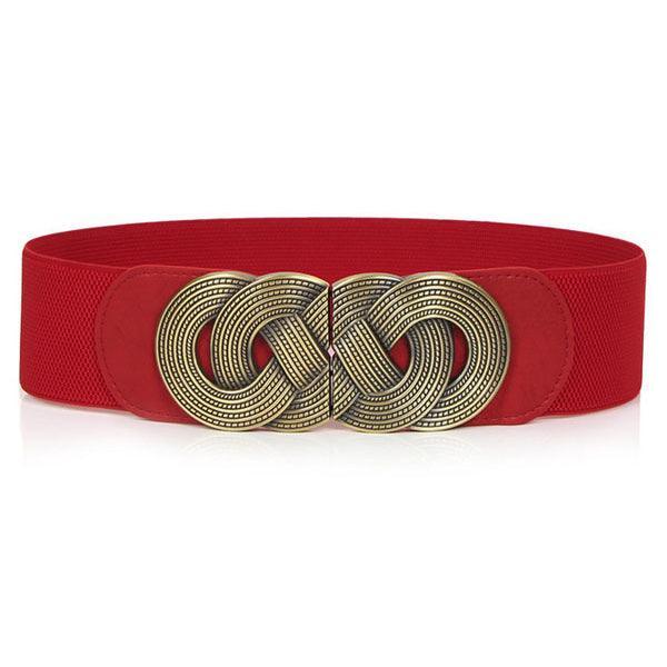 Vintage Buckle High-Waisted Elastic Belt for Dress