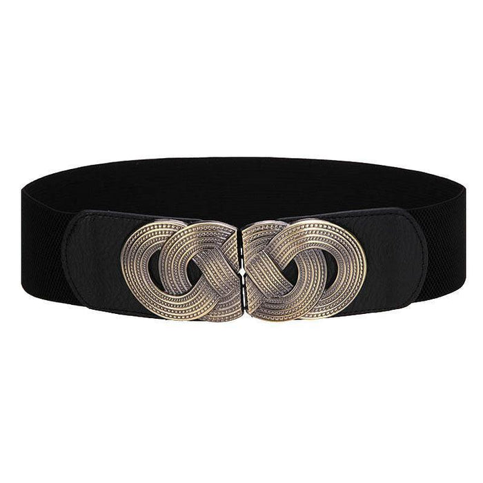 Vintage Buckle High-Waisted Elastic Belt for Dress