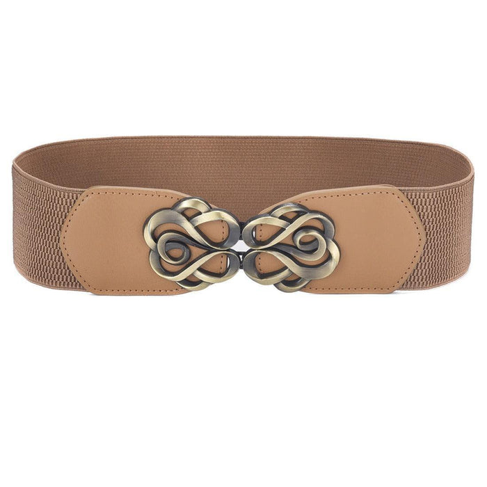 Vintage Design Buckle High-Waisted Elastic Belt for Women