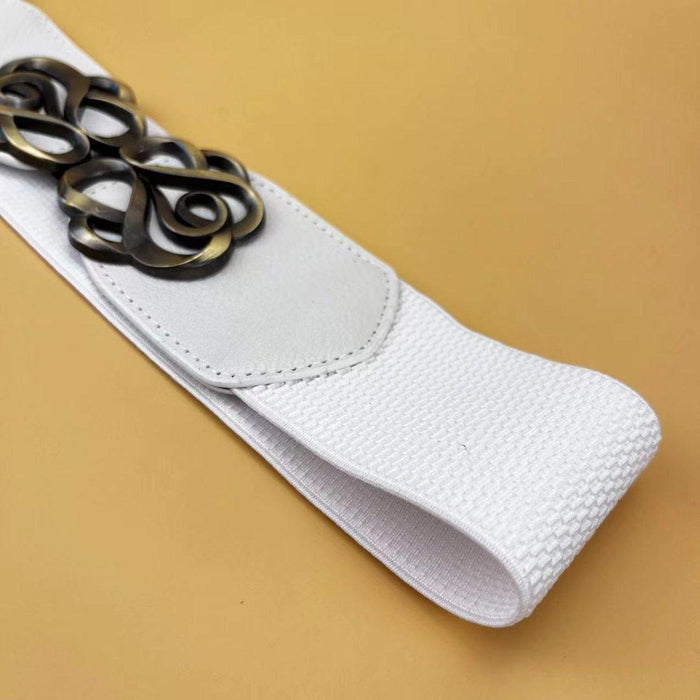 Vintage Design Buckle High-Waisted Elastic Belt for Women