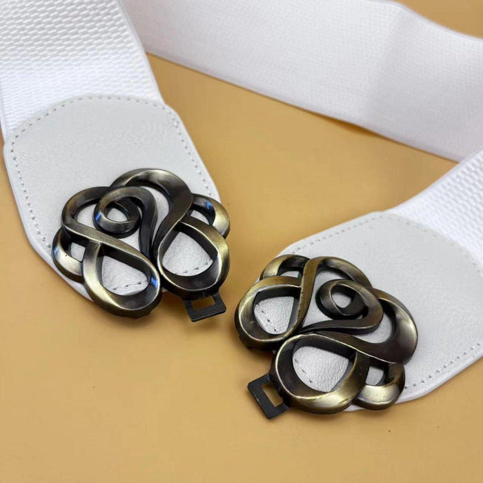 Vintage Design Buckle High-Waisted Elastic Belt for Women