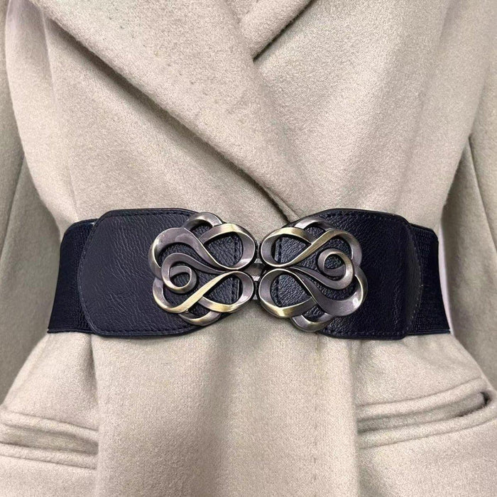 Vintage Design Buckle High-Waisted Elastic Belt for Women