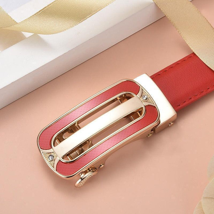 Leather Belt With Automatic Buckle For Women, Thema Model