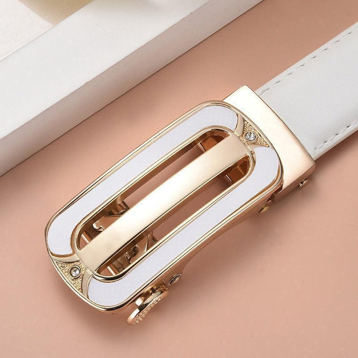 Leather Belt With Automatic Buckle For Women, Thema Model