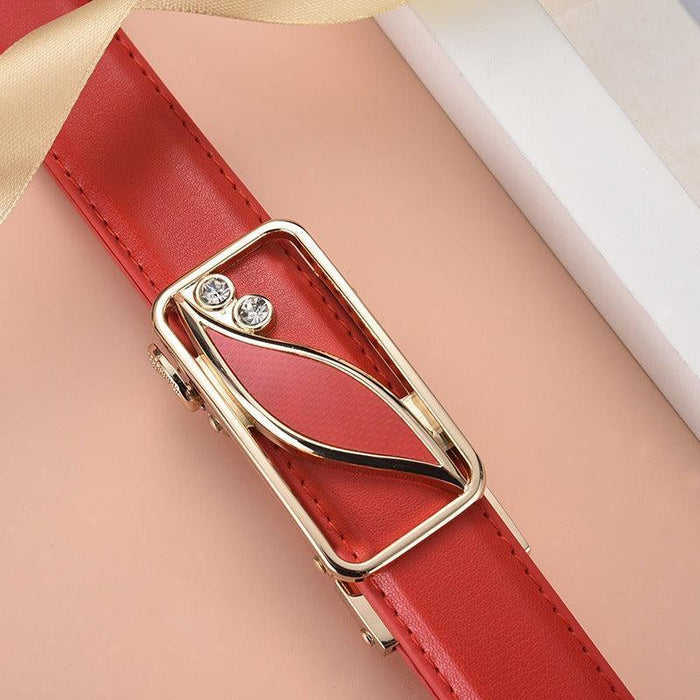 Leather Belt With Automatic Buckle For Women, Thema Model