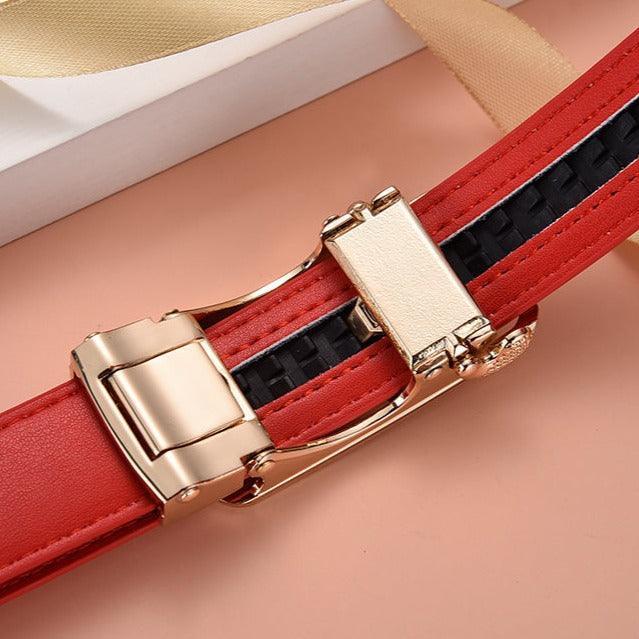 Leather Belt With Automatic Buckle For Women, Thema Model