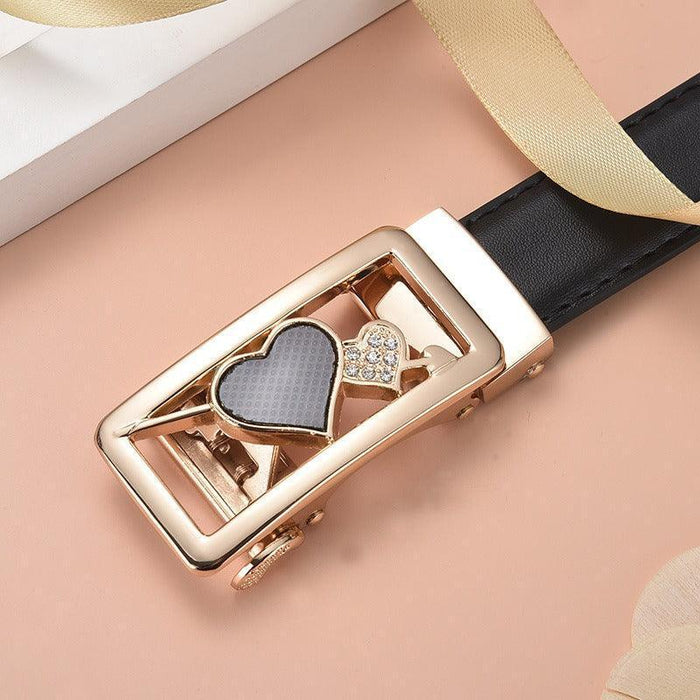 Leather Belt With Automatic Buckle For Women, Thema Model