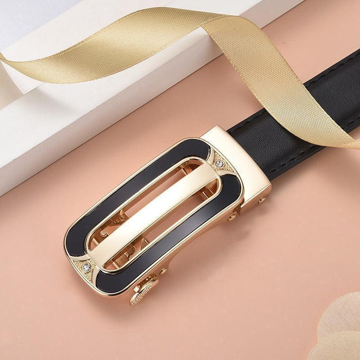 Leather Belt With Automatic Buckle For Women, Thema Model