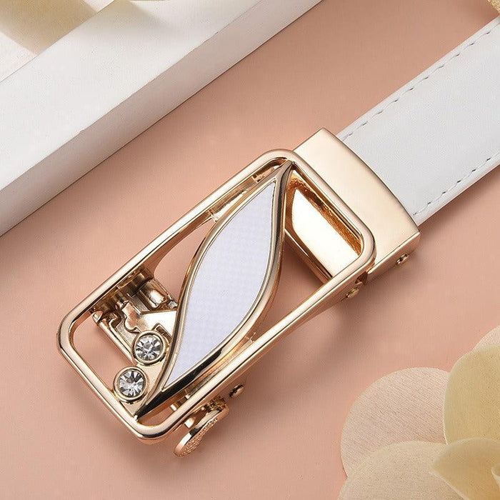 Leather Belt With Automatic Buckle For Women, Thema Model