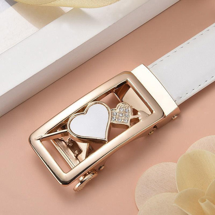 Leather Belt With Automatic Buckle For Women, Thema Model