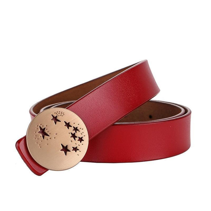 Smooth Leather Belt With Star Buckle For Women, Stella Model
