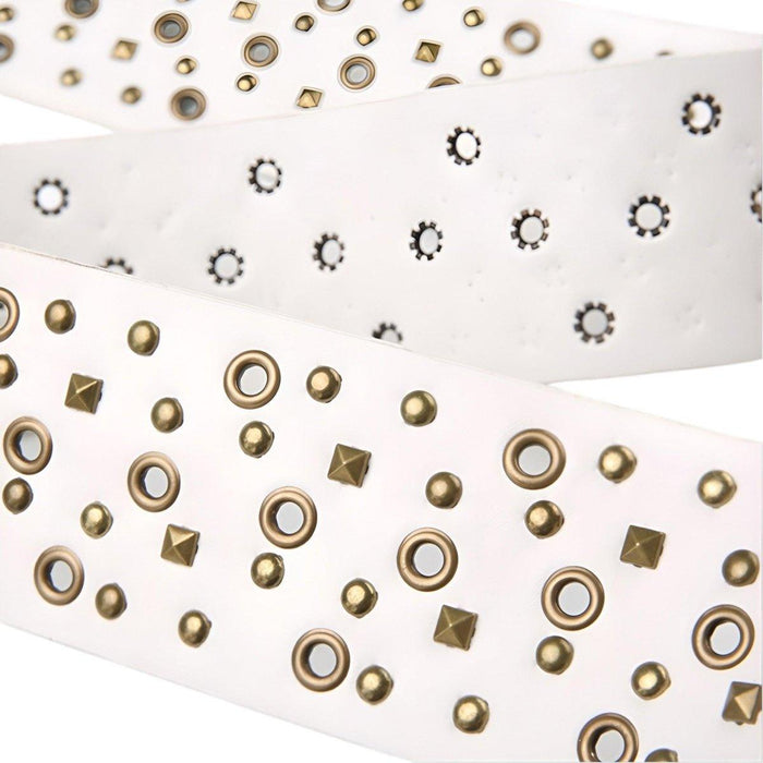 Western Design Wide Belt with Eyelets and Rivets for Women